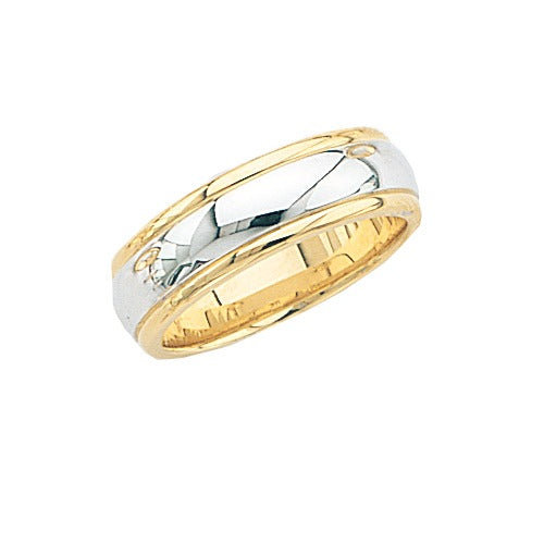 14k Gold 2-Tone Wedding Band 7 mm Size 10