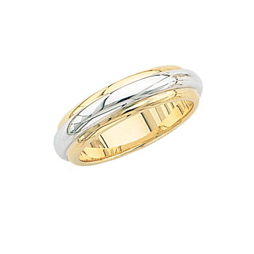 14k Gold 2-Tone Wedding Band 6 mm Size 10