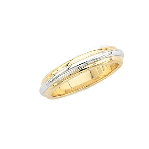 14k Gold 2-Tone Wedding Band 5 mm Size 10