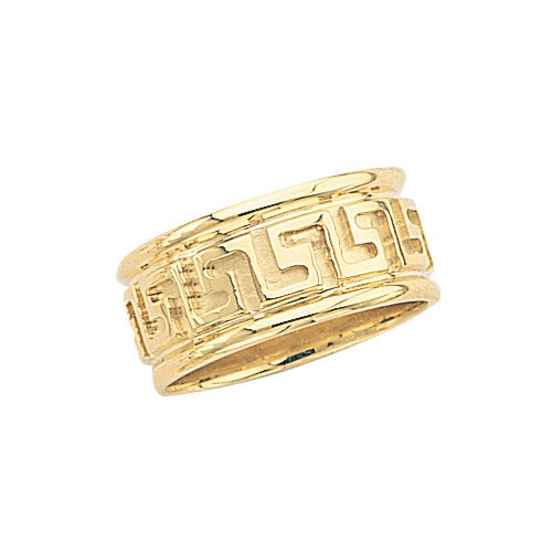 14k Yellow Gold Wedding Band w/ Maze Design 9.5 mm Size 5