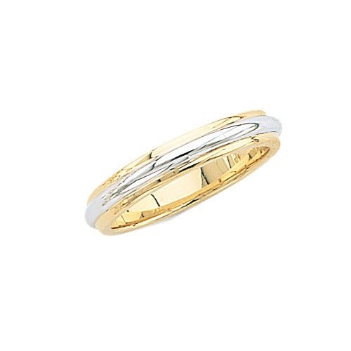 14k Gold 2-Tone Wedding Band 4 mm Size 10