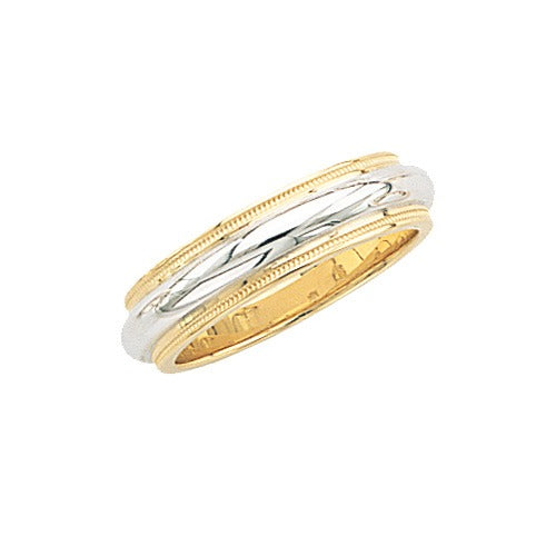 14k Gold 2-Tone Wedding Band w/ Milgrain 6 mm Size 10