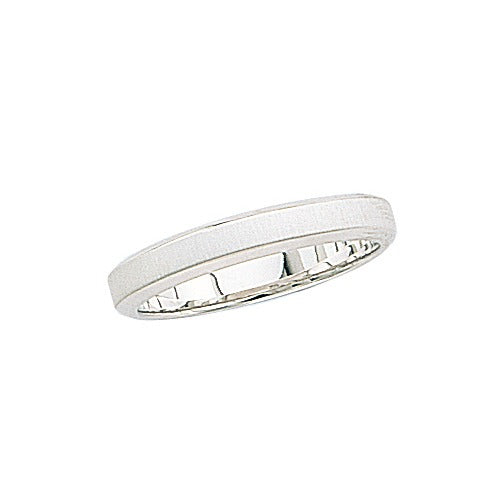 14k White Gold Wedding Band w/ Brushed Center & Beveled Edges 4 mm Size 9