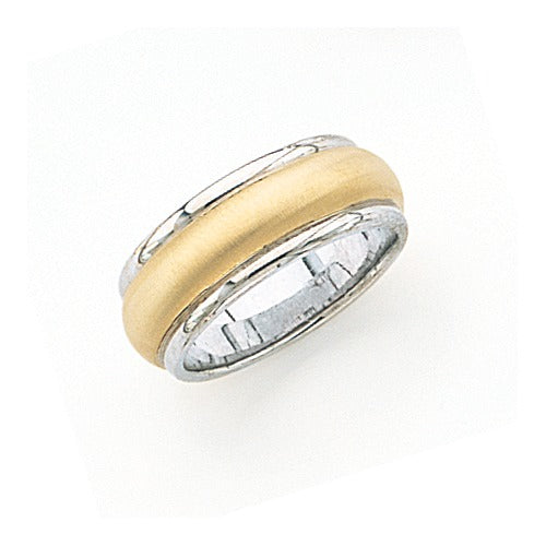 14k White Gold Wedding Band w/ Brushed Center & Milgrain 8 mm Size 6