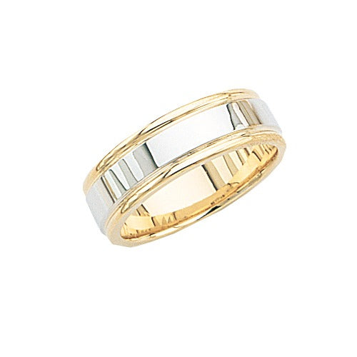 14k 2-Tone Gold Wedding Band 7mm Size 13