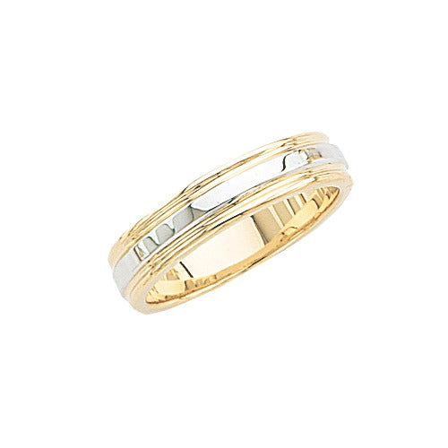 14k 2-Tone Gold Wedding Band 5 mm Size 10