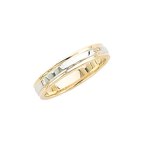 14k 2-Tone Gold Wedding Band 4 mm Size 10