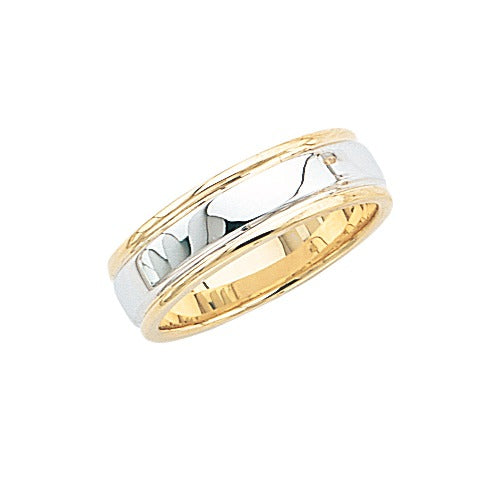 14k 2-Tone Gold Wedding Band w/ Milgrain 6 mm Size 10