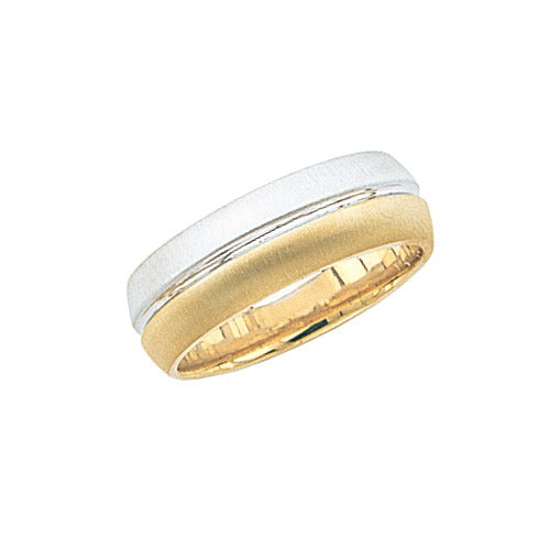 14k 2-Tone Gold Wedding Band Brushed Finish 7 mm Size 10