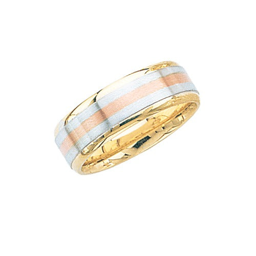 Tri-Color Wedding Band 7 mm Size 9