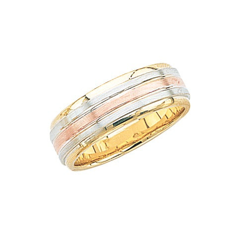 Tri-Color Wedding Band 7 mm Size 9