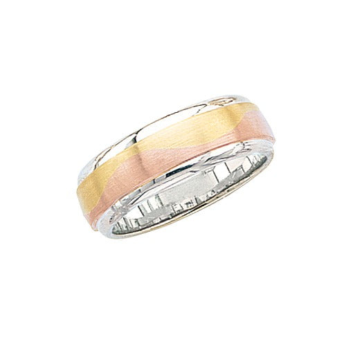 Tri-Color Wedding Band 7 mm Size 10