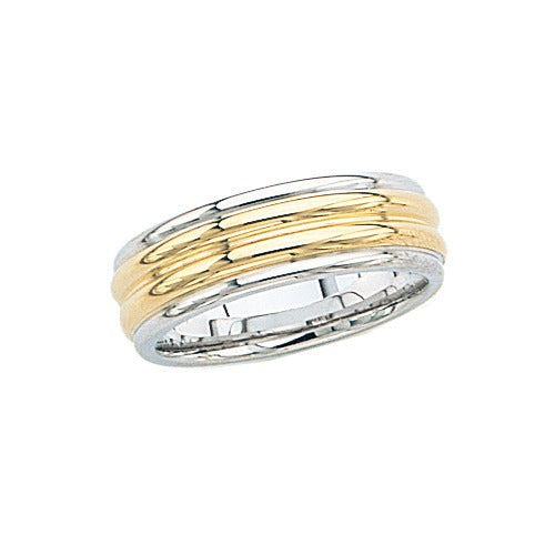 14k 2-Tone Gold Wedding Band 7 mm Size 10