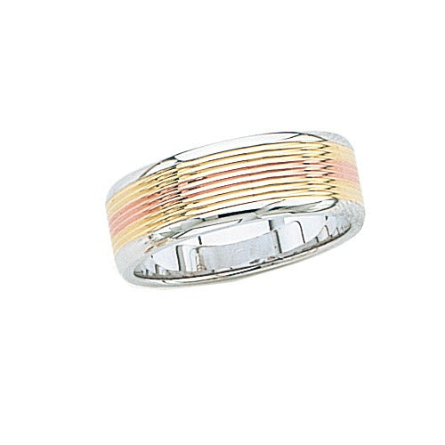 Tri-Color Wedding Band 7 mm Size 9