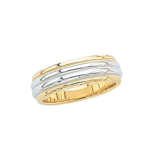 14k 2-Tone Gold Wedding Band 7 mm Size 10