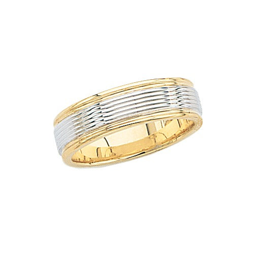 14k 2-Tone Gold Wedding Band 6.5 mm Size 10