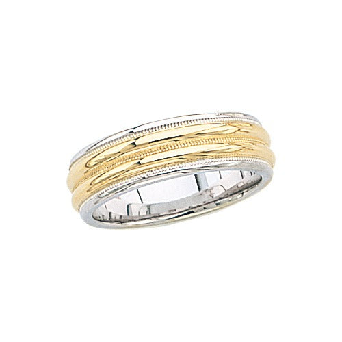 14k 2-Tone Gold Wedding Band 7mm Size 7