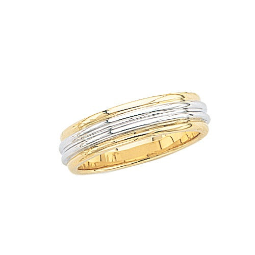 14k 2-Tone Gold Wedding Band 6mm Size 11