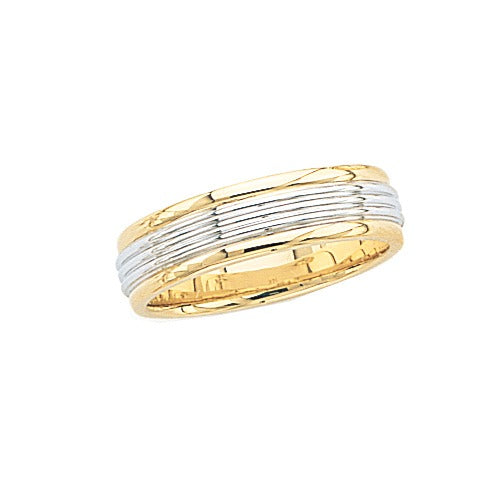 14k 2-Tone Gold Wedding Band 6mm Size 7