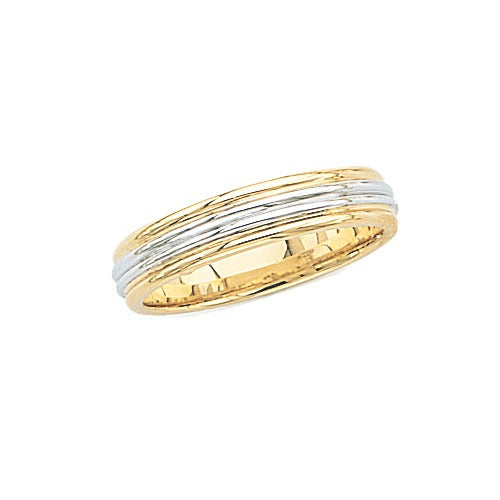 14k 2-Tone Gold Wedding Band 6mm Size 7