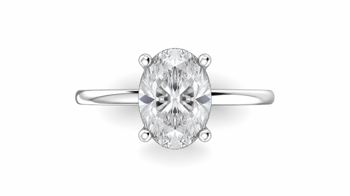 Oval-Cut Lab Diamond Solitaire Ring — IGI Certified