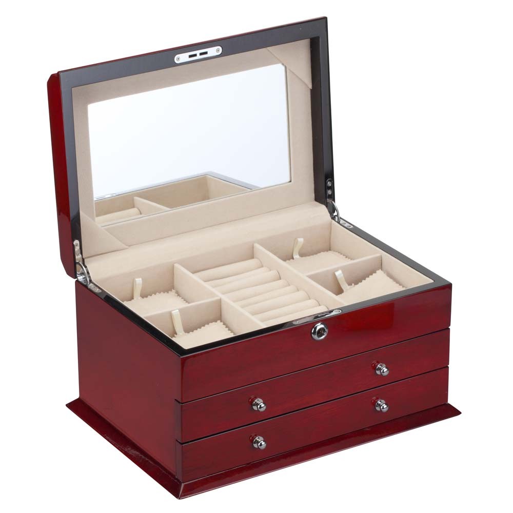 A&A Jewelry Supply - 2-Drawer Locking Jewelry Chests in Cherry