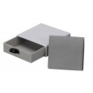 "Cassie"  Medium Sliding White/Gray Drawer Box with Black Microsuede Pouch