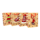 Assorted Kraft Metallic Printed Christmas Tote Bags, 10 x 12.5 x 4.5"